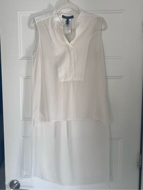 BCBGMaxAzria White Silk Button-Up Blouse